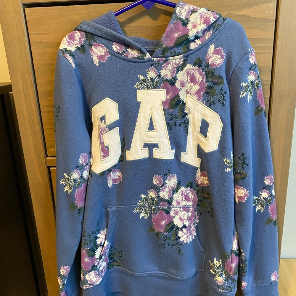 Gap kids floral logo hoodie size L(12)